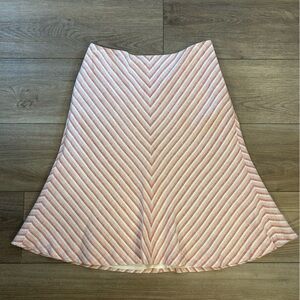 Ann Taylor LOFT Linen Blend Chevron Stripe A-Line Skirt Size 0